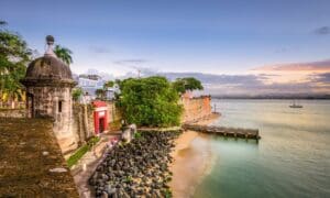 Long shot of Puerto Rico from the sea