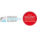 Warsash Superyacht Academy logo. Red circle stating Part of Solent University Southampton.